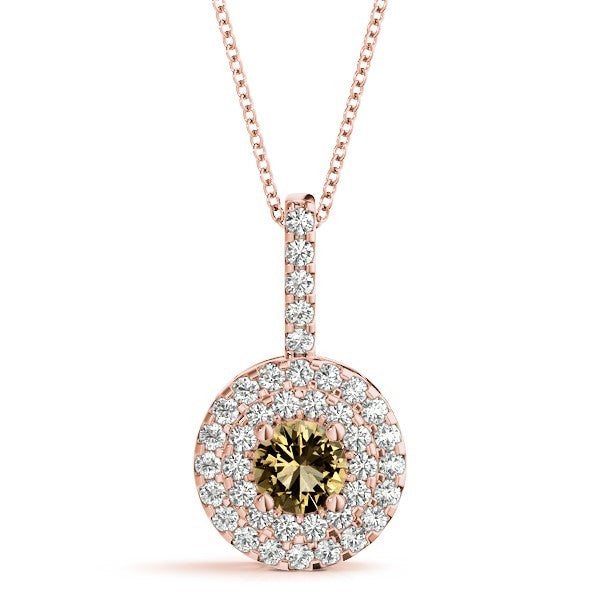18K Rose Gold Round Diamond Halo Pendant