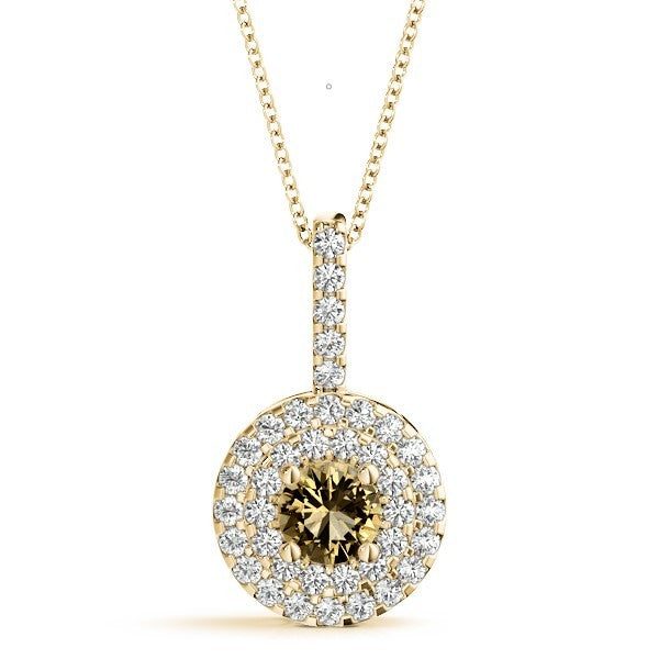 Yellow Gold Lab Diamond Halo Pendant - Brilliant Centerpiece