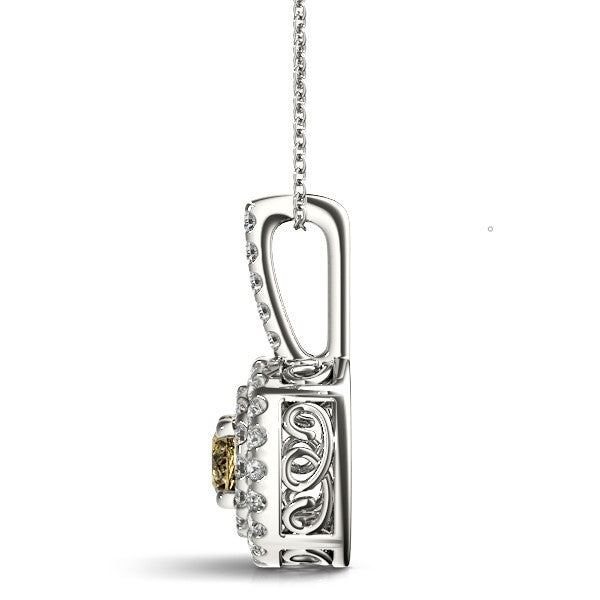 Platinum Round Diamond Halo Pendant