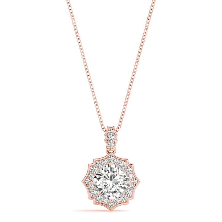 Rose Gold Diamond Cushion Halo Pendant
