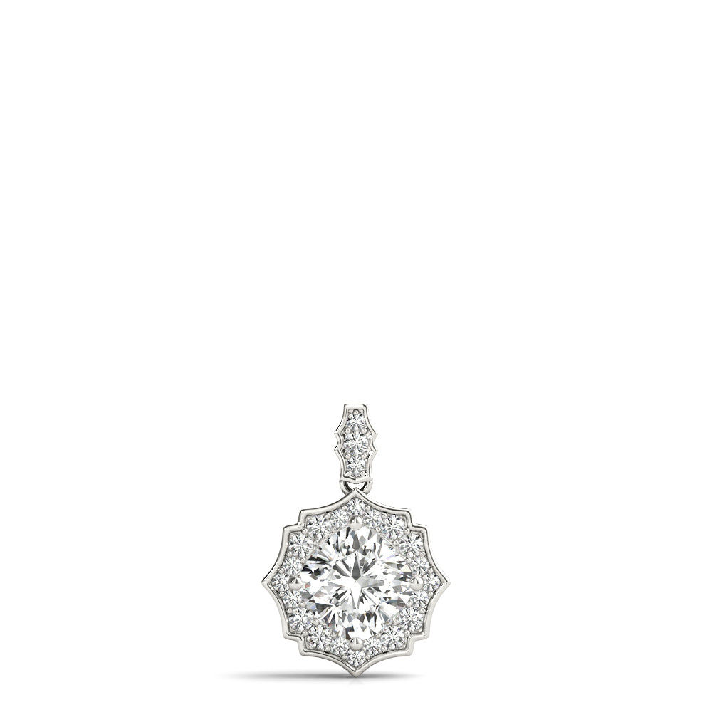 White Gold Lab Diamond Cushion Halo Pendant
