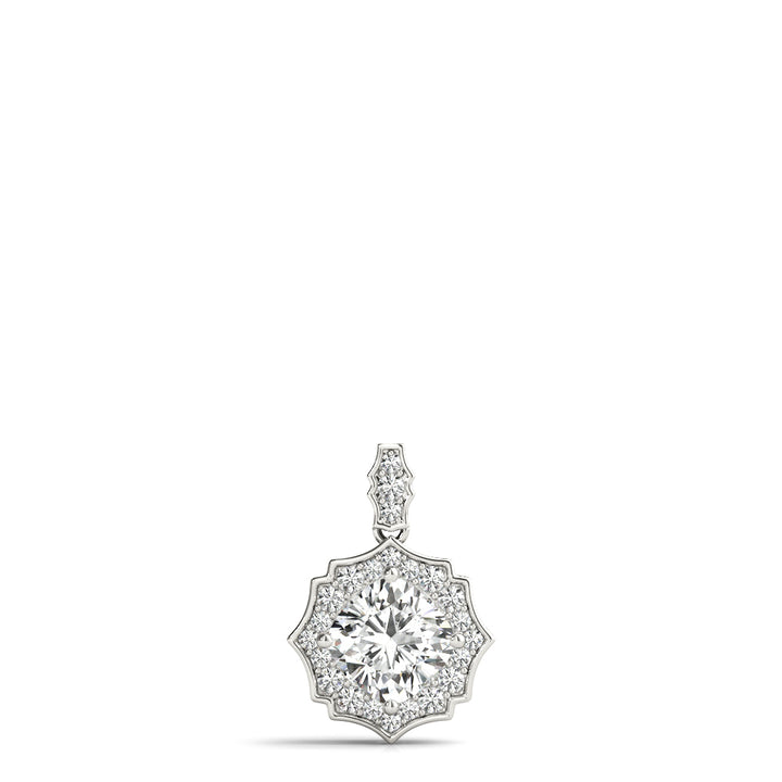 White Gold Lab Diamond Cushion Halo Pendant