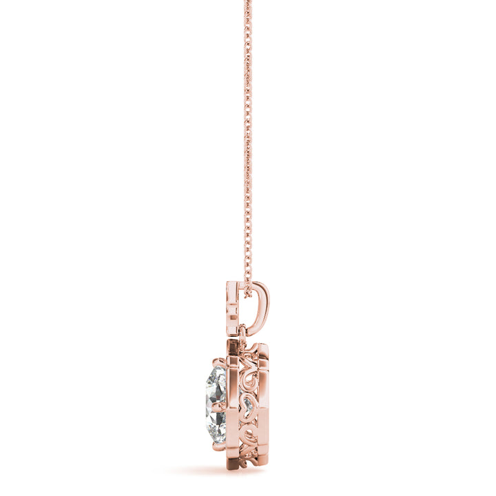 Rose Gold Diamond Cushion Halo Pendant