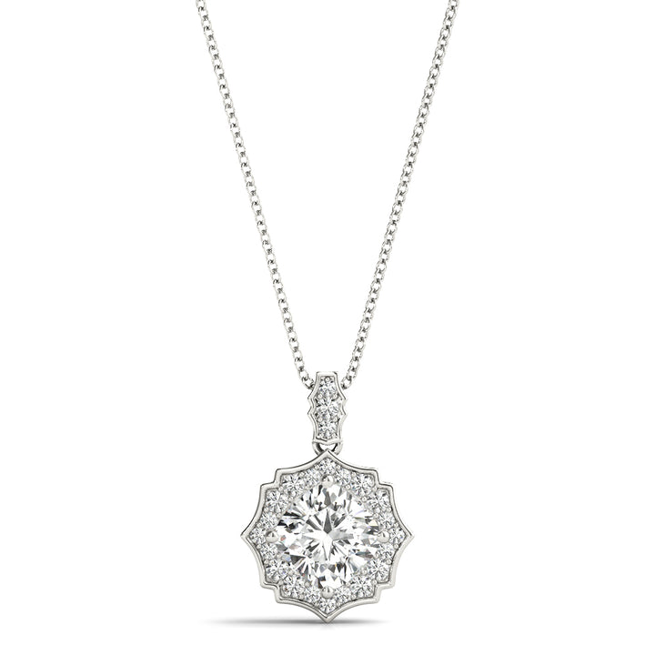 Platinum Cushion Diamond Halo Pendant