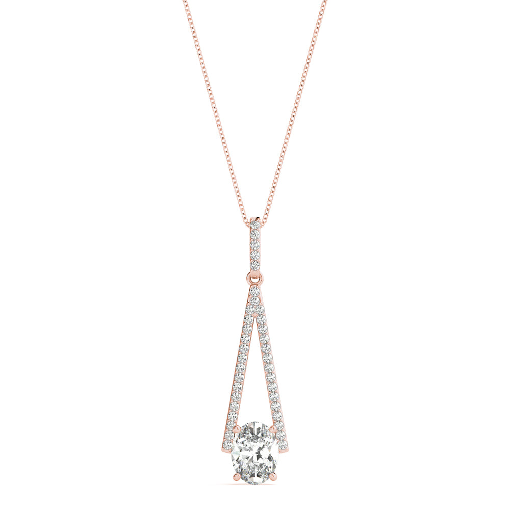 Rose Gold 1/5 CT Diamond Oval Halo Pendant
