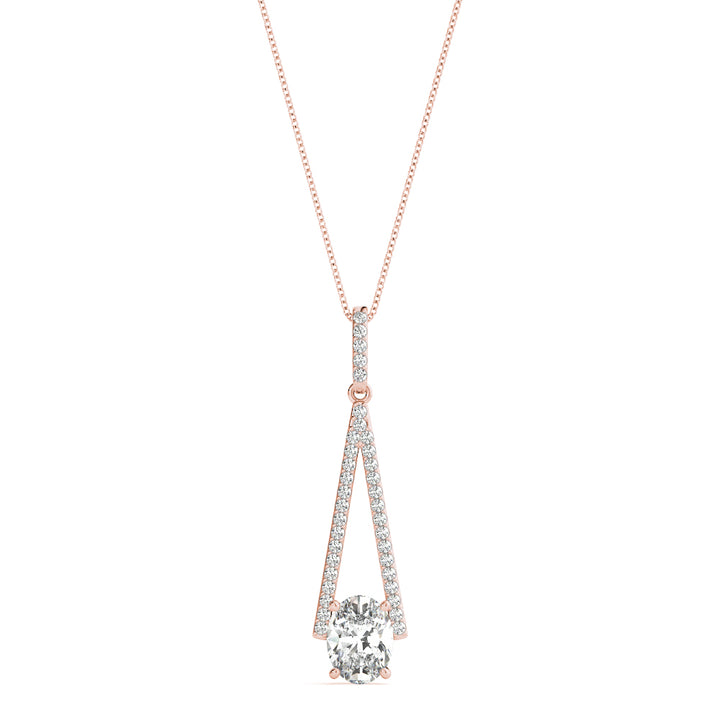 14K Rose Gold Diamond Oval Pendant