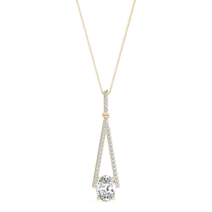 18K Yellow Gold Oval Diamond Halo Pendant