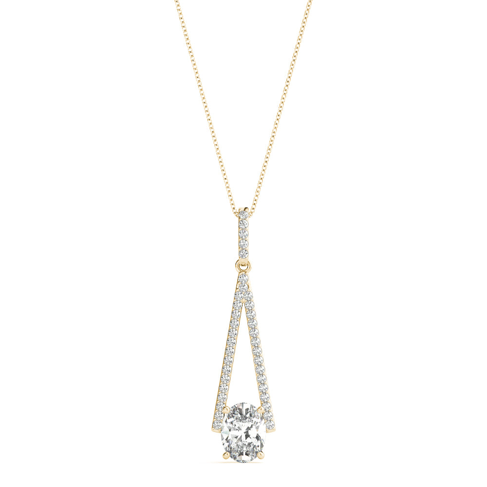 18K Yellow Gold Lab Diamond Oval Pendant