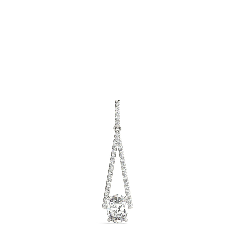 Platinum White Diamond Oval Pendant