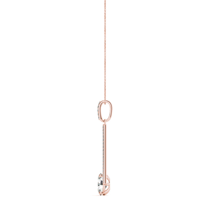 14K Rose Gold Diamond Oval Pendant