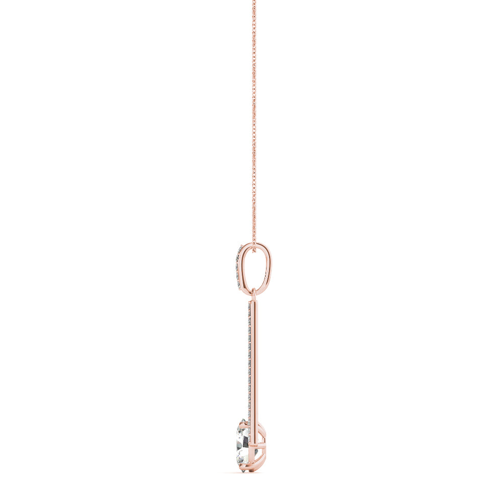 14K Rose Gold Diamond Oval Pendant