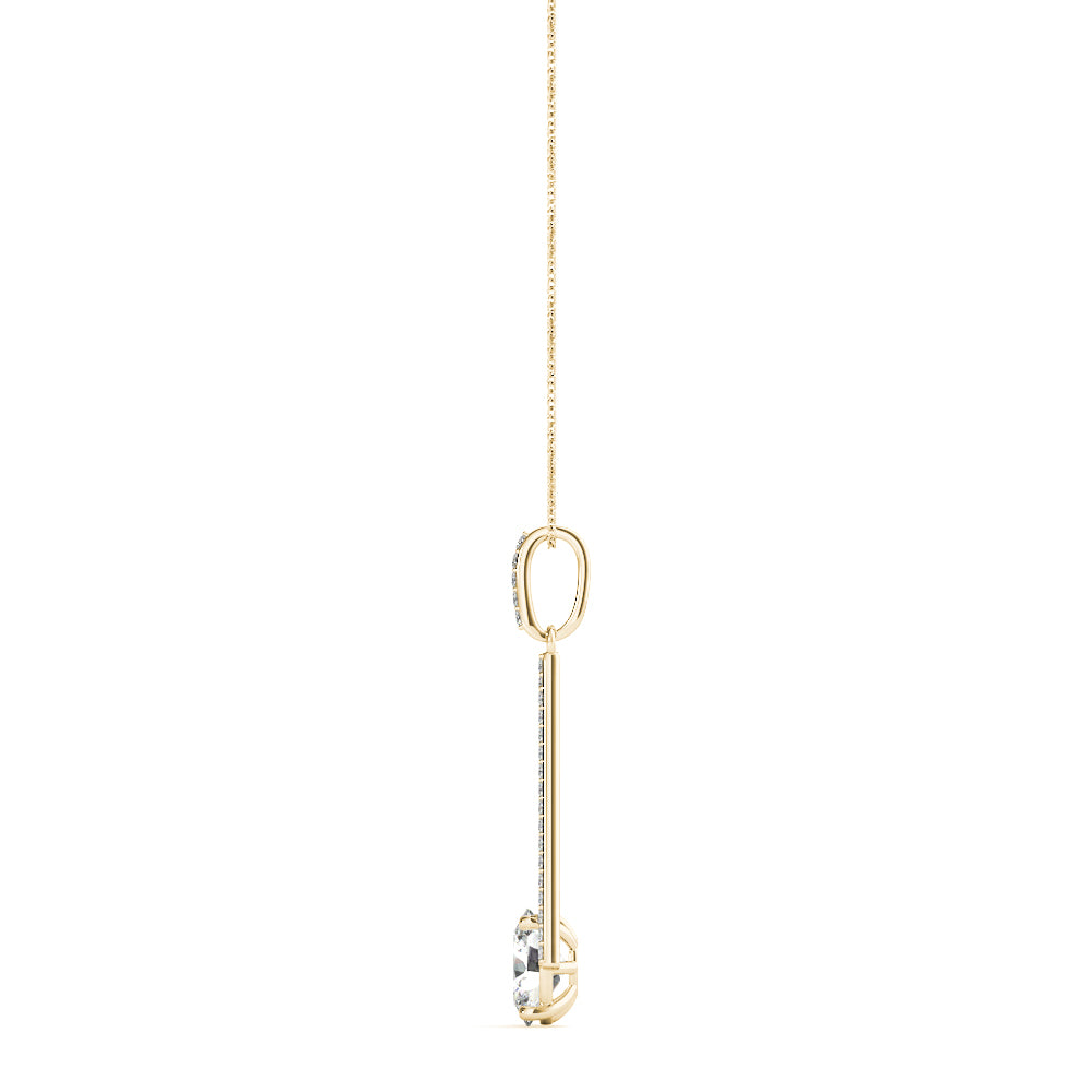 18K Yellow Gold Oval Diamond Halo Pendant