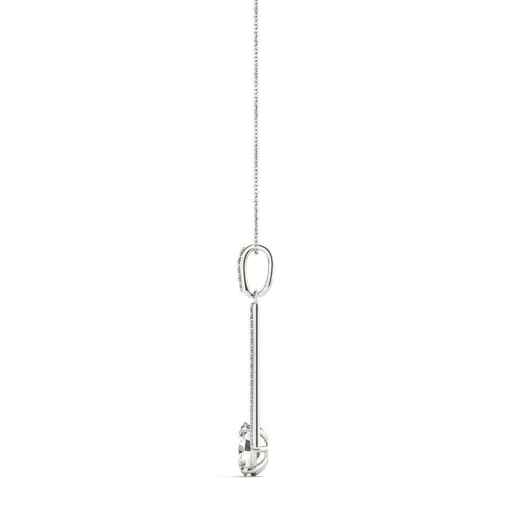 14K White Gold Lab Diamond Oval Pendant