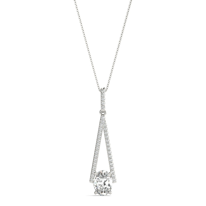 Platinum White Diamond Oval Pendant
