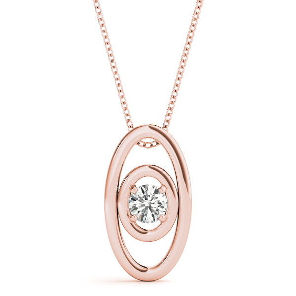 18K Rose Gold Diamond Solitaire Pendant 0.1 CT