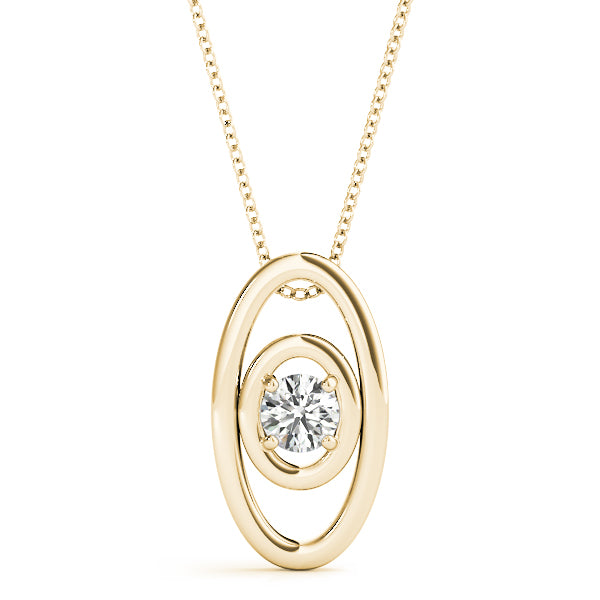14K Yellow Gold Round Diamond Solitaire Pendant
