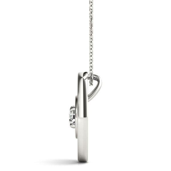 14K White Gold 0.1 CT Round Diamond Pendant