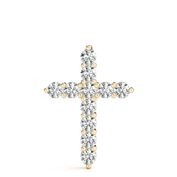 18K Yellow Gold 11-Diamond Cross Pendant