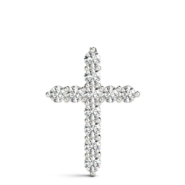 White Platinum 11 Diamond Cross Religious Pendant
