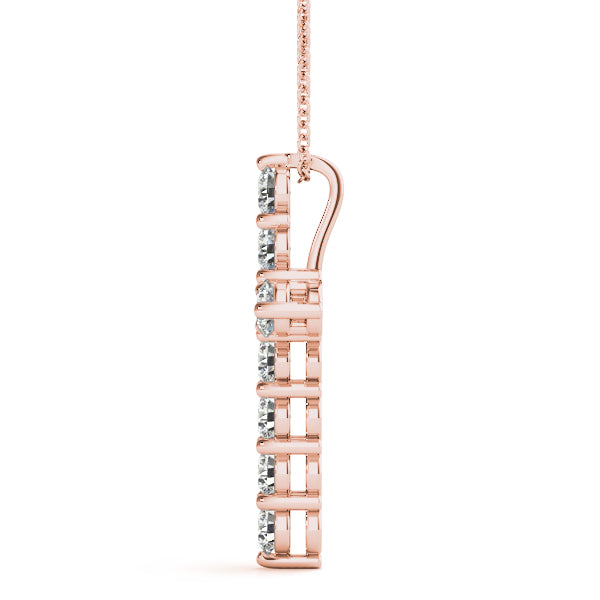 11 Diamond Rose Gold Cross Religious Pendant