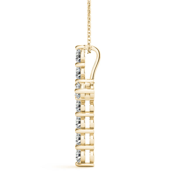 18K Yellow Gold 11-Diamond Cross Pendant
