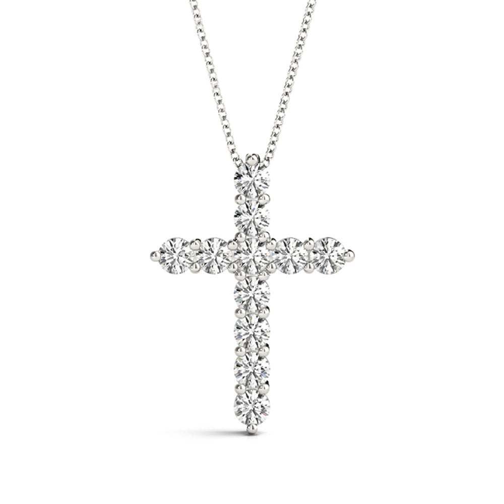 18K White Gold Diamond Cross Pendant