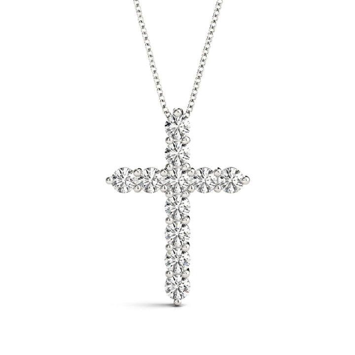 14K White Gold Diamond Cross Pendant