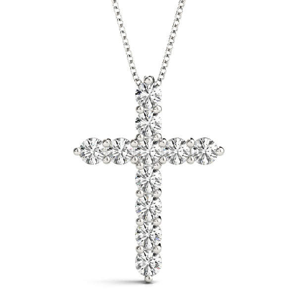 White Gold 11-Diamond Cross Religious Pendant