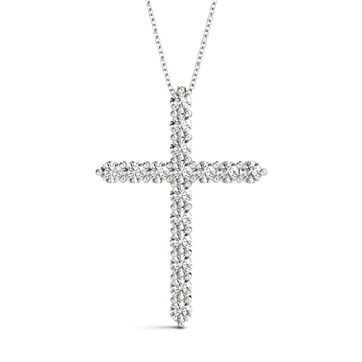 White 14K Gold 16-Diamond Cross Pendant
