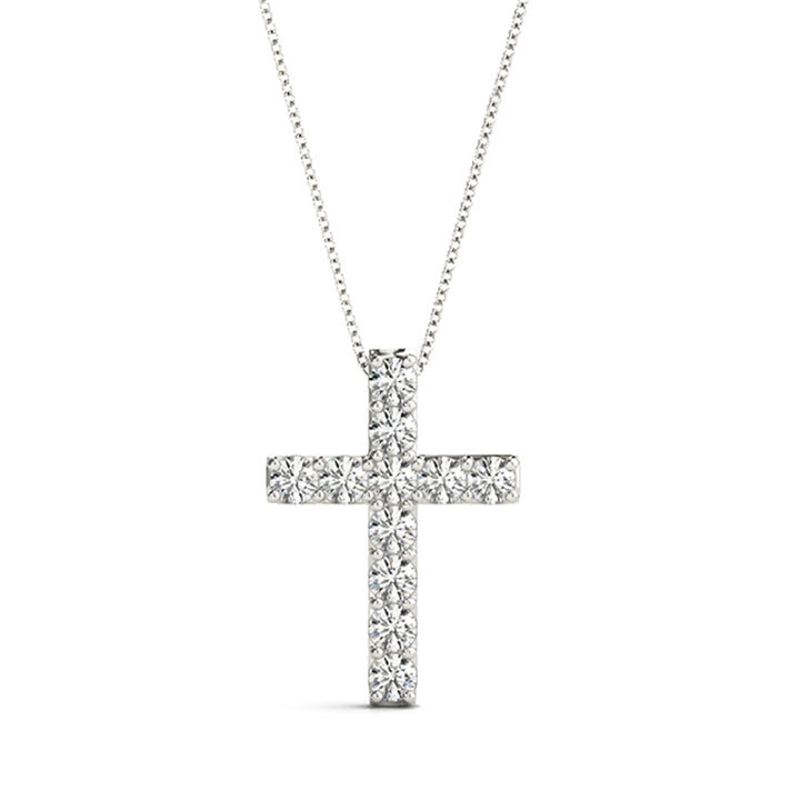 11 Diamond White Platinum Cross Religious Pendant
