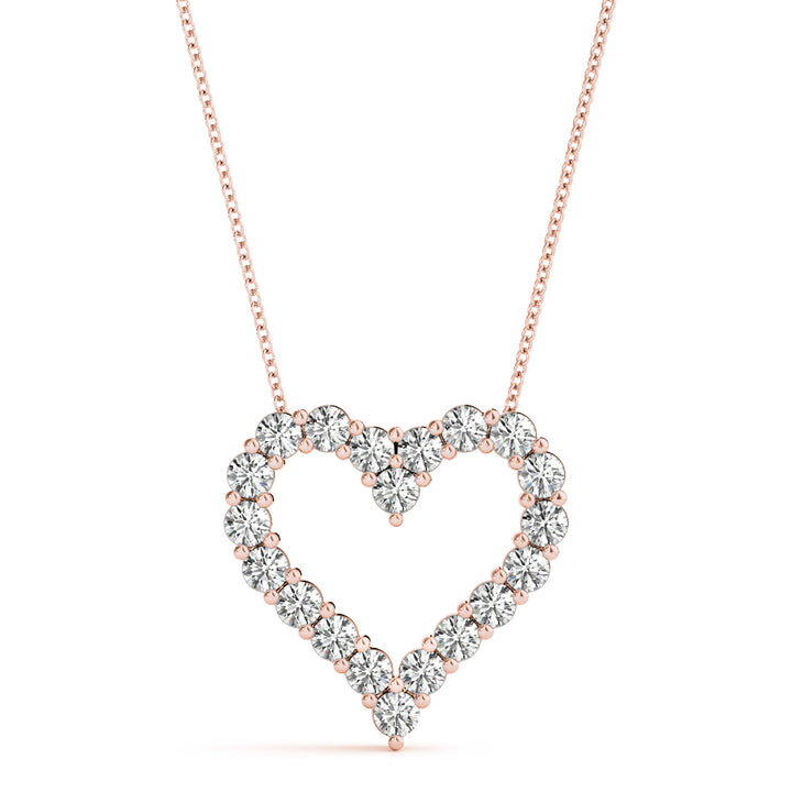 14K Rose Gold Lab Diamond Heart Pendant