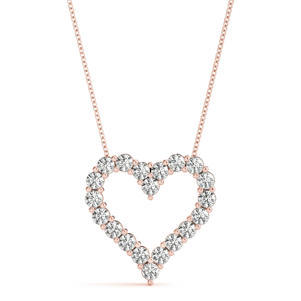 14K Rose Gold Lab Diamond Heart Pendant