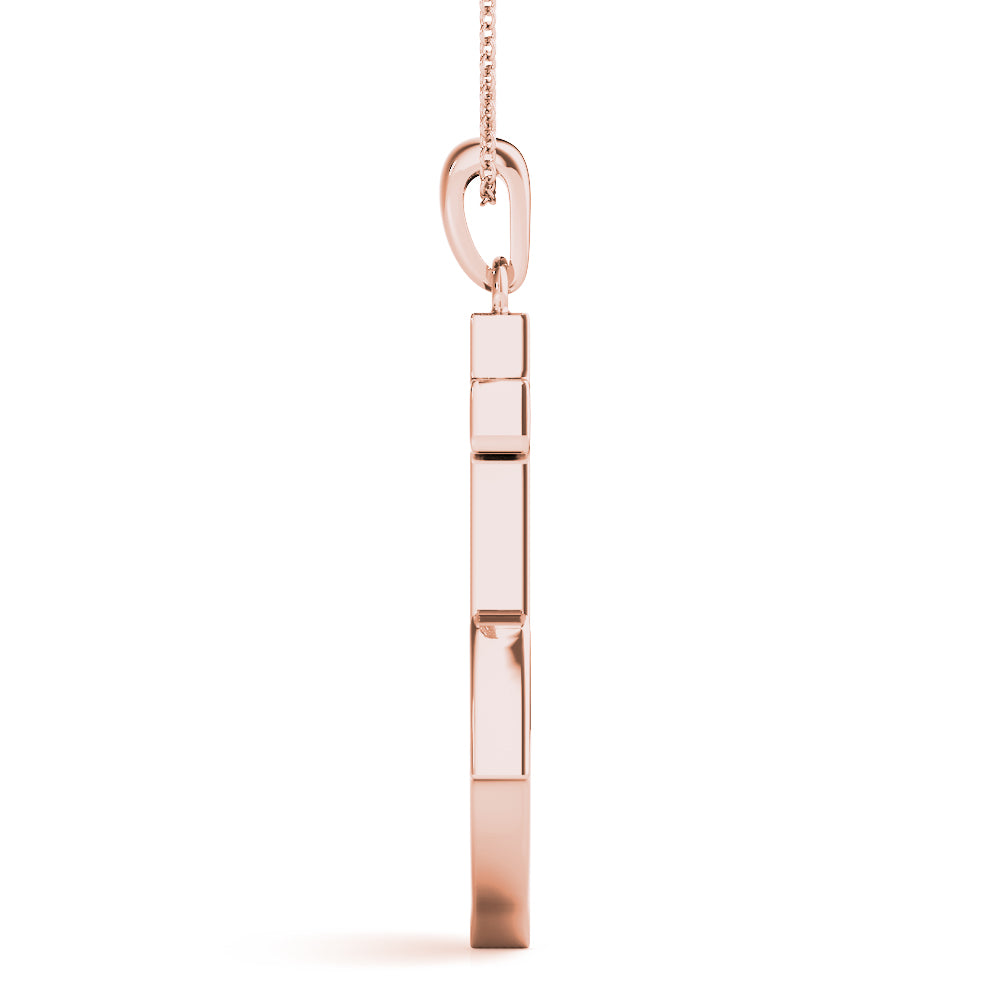 14K Rose Gold Diamond Anchor Pendant