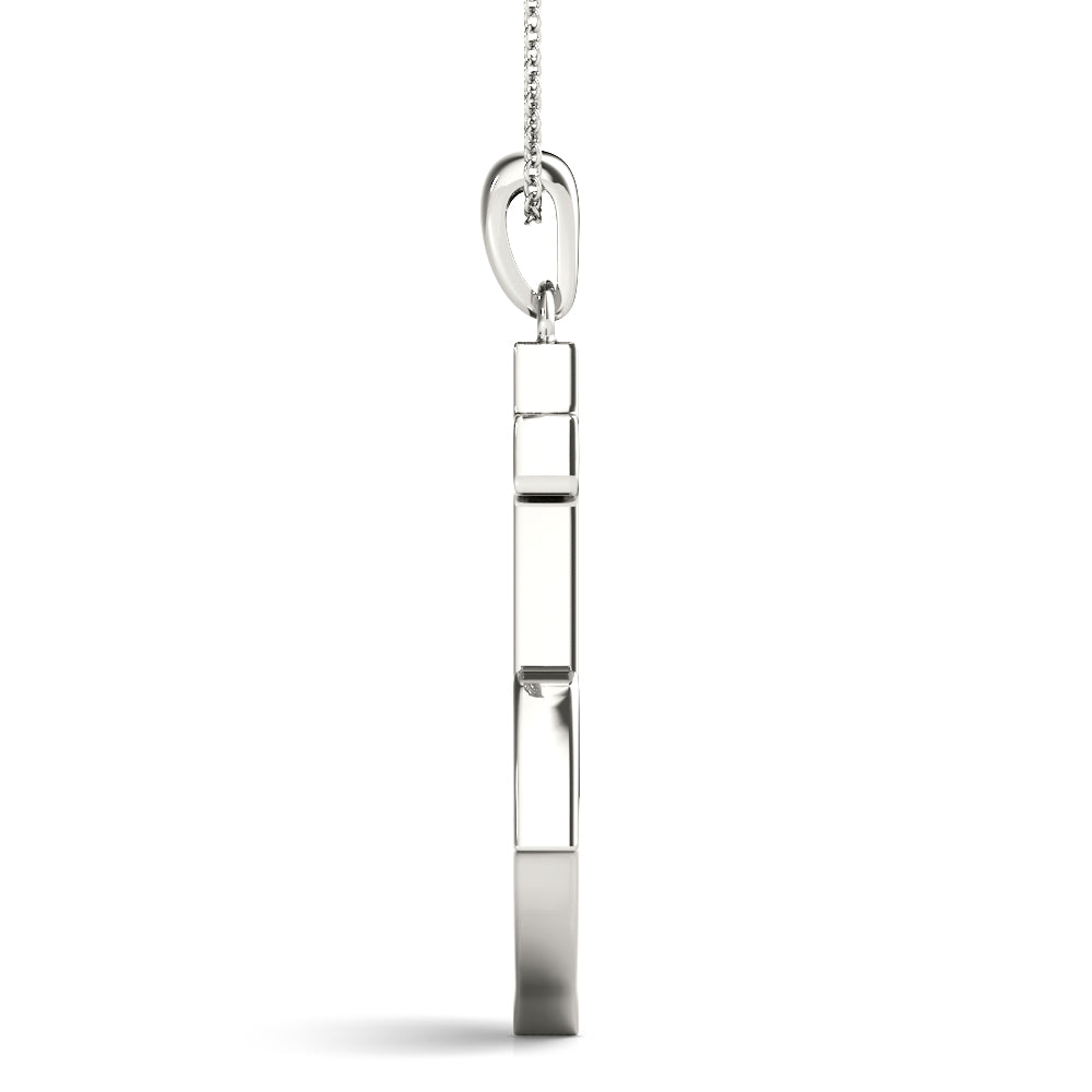 White Gold Lab Diamond Anchor Nautical Pendant