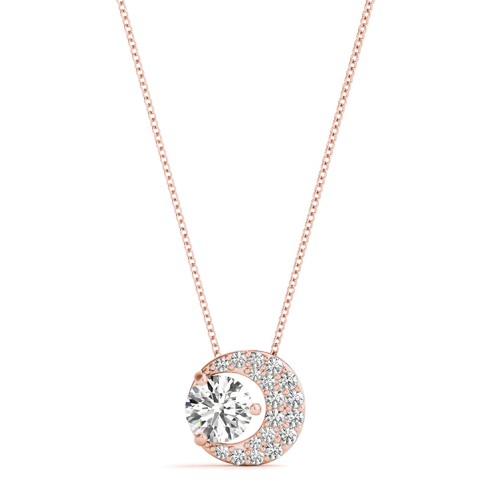 Rose Gold Round Diamond Cluster Pendant