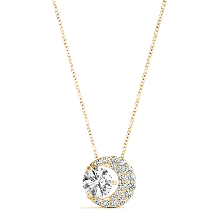 18K Yellow Gold Round Diamond Pendant