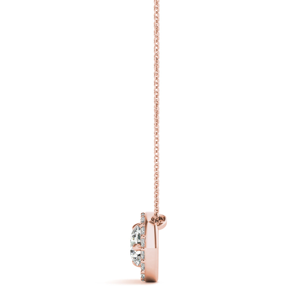 Rose Gold Round Diamond Cluster Pendant
