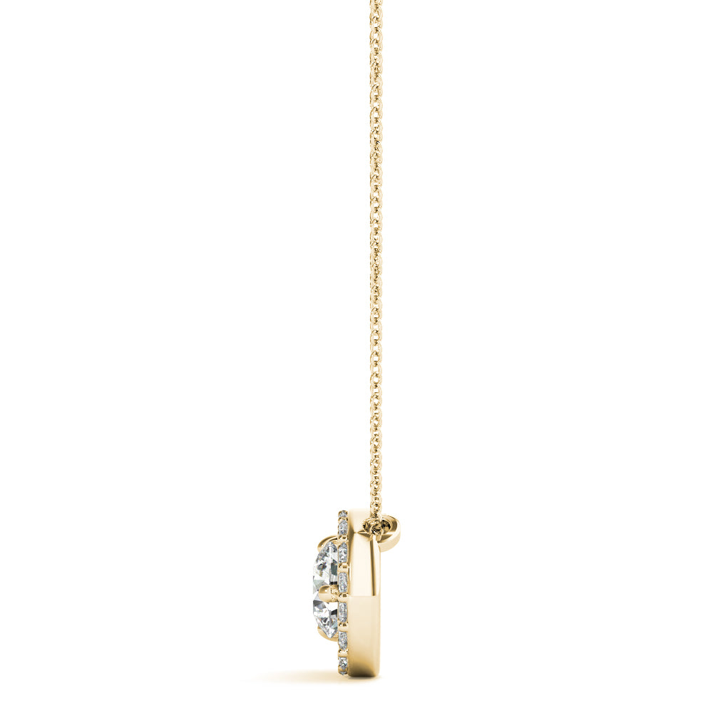 18K Yellow Gold Round Diamond Pendant