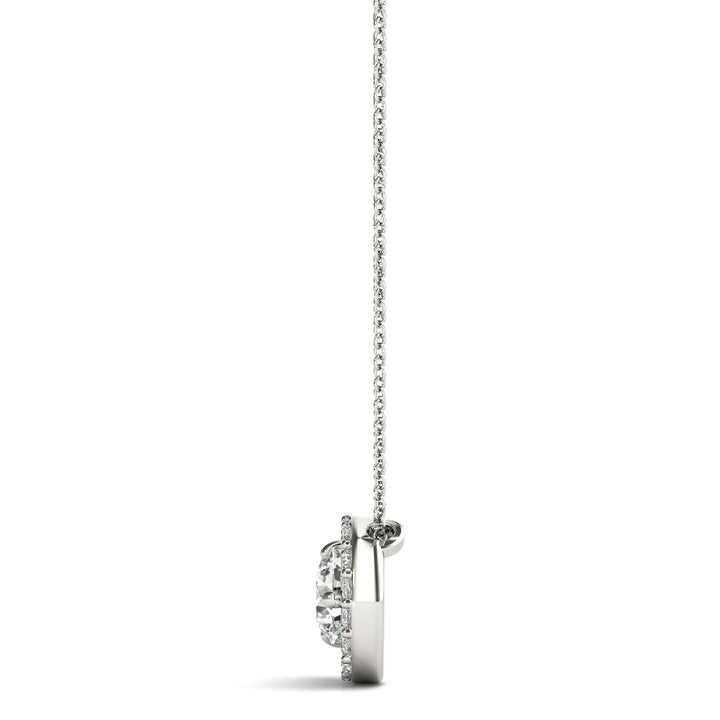 18K White Gold Round Diamond Cluster Pendant