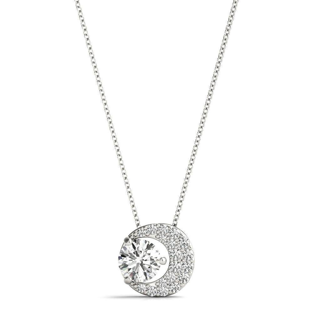 White Platinum Multi-Diamond Round Pendant