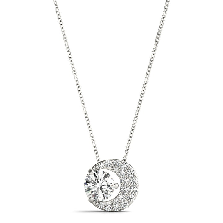 14K White Gold Lab Diamond Round Pendant