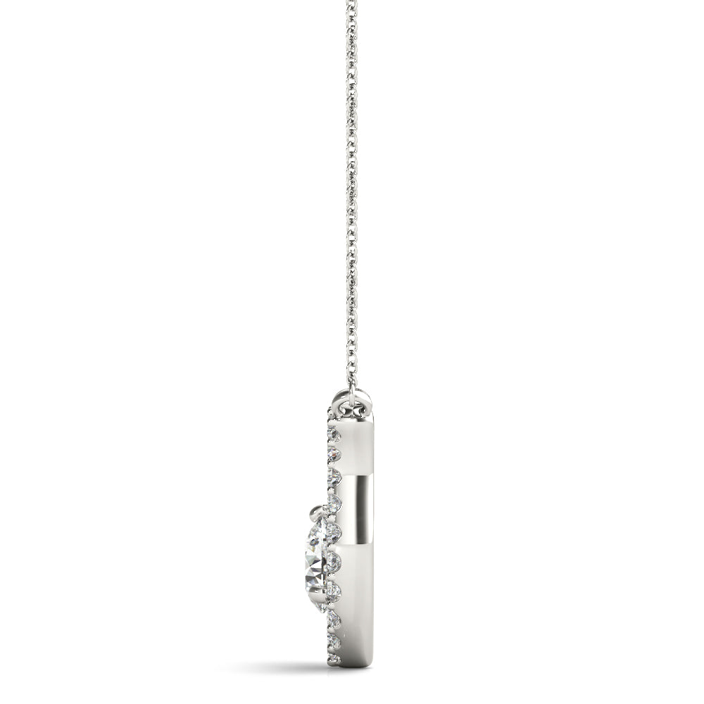 Platinum White Diamond Round Pendant