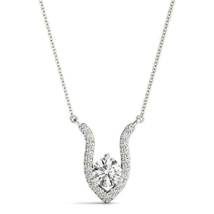 Platinum White Diamond Round Pendant