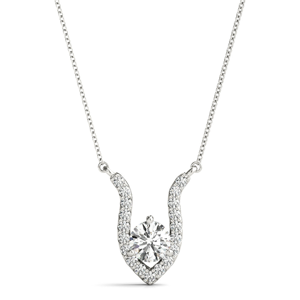 14K White Gold Multi-Diamond Round Pendant