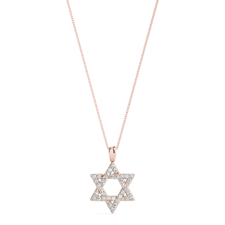 18K Rose Gold Diamond Star of David Religious Pendant