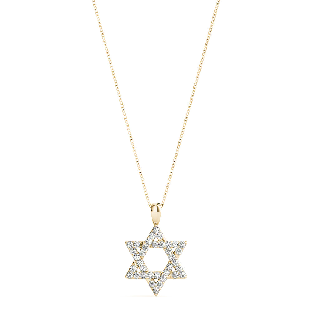 14K Yellow Gold Diamond Star of David Pendant