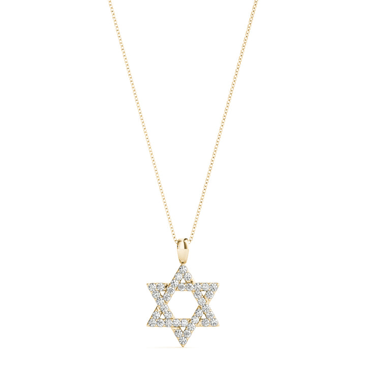 Yellow Gold Diamond Star of David Religious Pendant