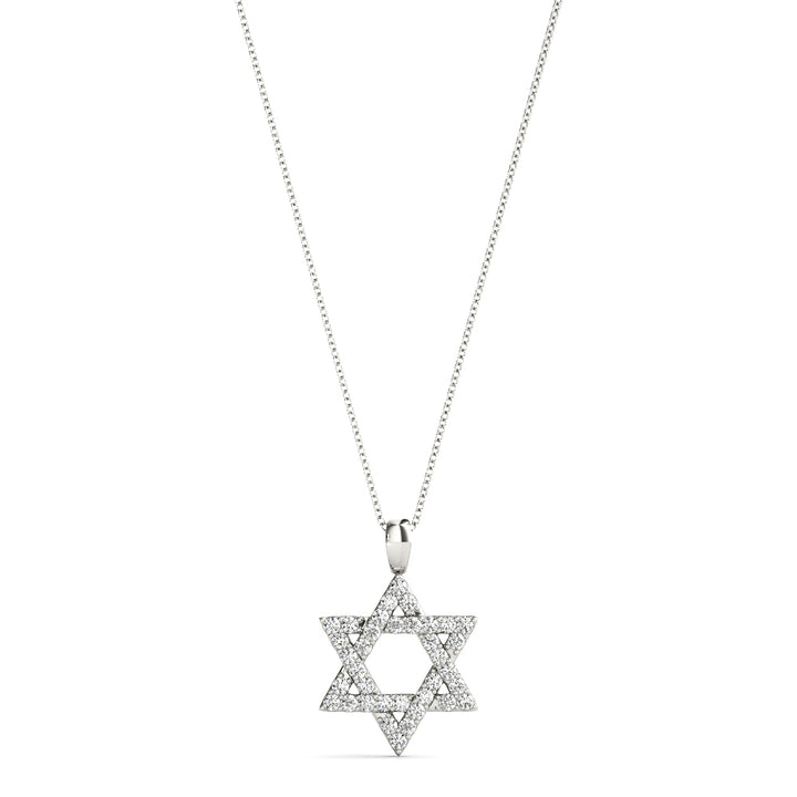 18K White Gold Diamond Star of David Pendant