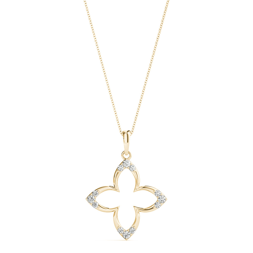 18K Yellow Gold Round Diamond Pendant