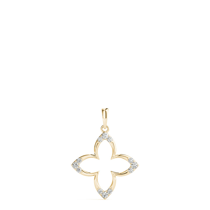 18K Yellow Gold Round Diamond Pendant